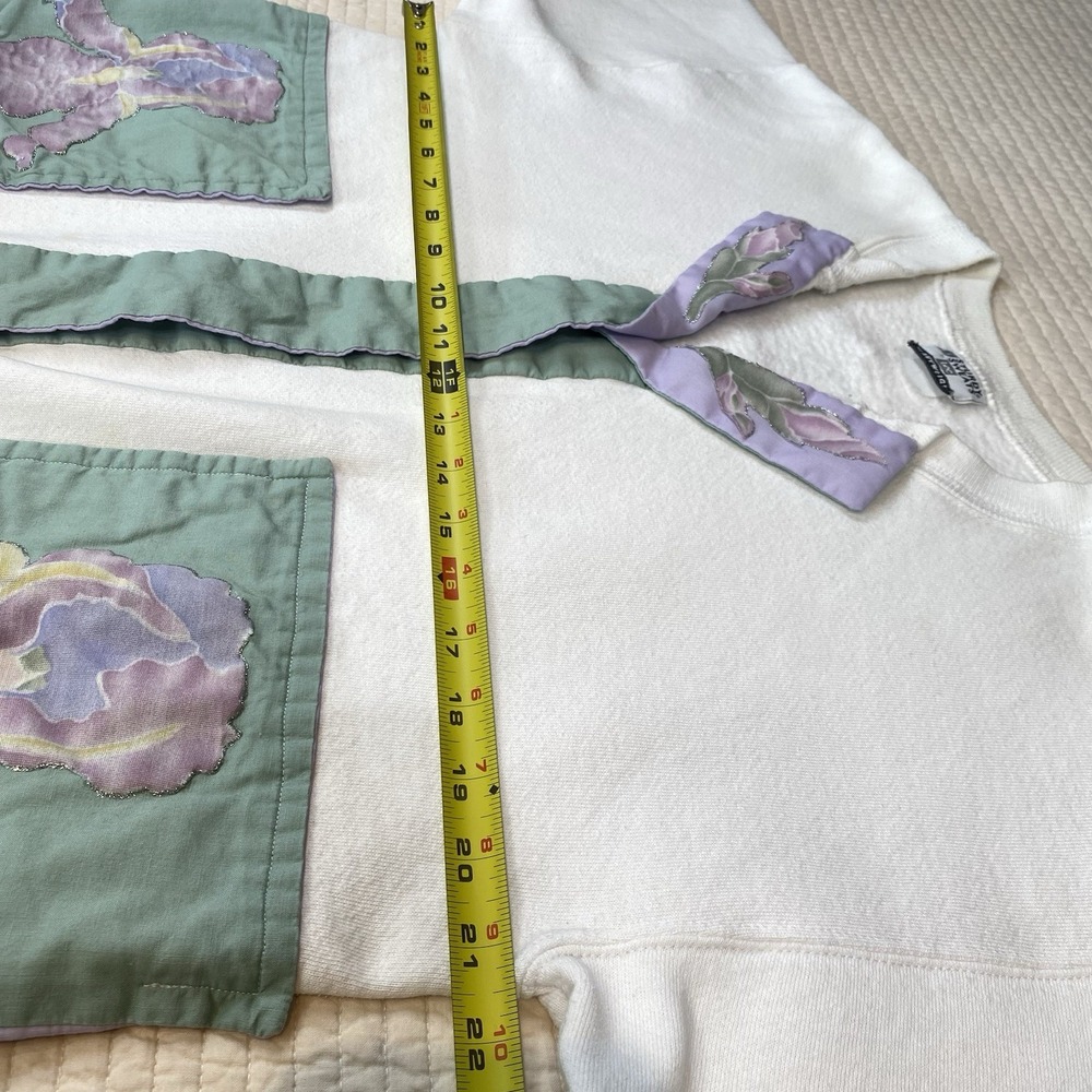 Handmade Women's Sweatshirt Cardigan Floral Granny Church Cottagecore Size Large - Picture 11 of 16